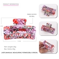 Pince à cheveux rectangulaire en acétate avec motif marbré rose et rouge design creux - Motif de Marbre Rouge