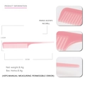 Pink marbled acetate tail comb for hair styling salon use with pointed handle design - Pink