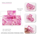 Pink marble acetate square hair claw clip with cutout design for women hair styling - Pink