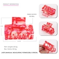 Pink marbled square acetate hair claw clip for women, size 6.6cm by 5cm for styling - Red