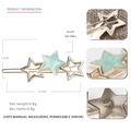 Haarclip met muntgroene marmeren ster en gouden holle sterren, 6,5 cm lengte - Groen