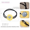 Elastisches Haargummi mit gelber Acetat-Sonnenblume und blauem Strass-Zentrum - Gelb