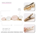 Pink and white marble pattern star-shaped alloy hair clip with gold finish duckbill grip - Round Pink