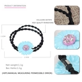 Blauer Blumen Haargummi aus Acetat mit Strasssteinen und schwarzem gewelltem Gummiband - Blau