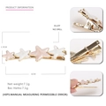 Barrette étoile de mer élégante de 6cm avec fini perlé rose et pince crocodile alliage - Étoile Rose