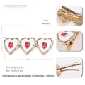 Sweet heart shaped hair clip with strawberry motif in white enamel and gold alloy - White Strawberry