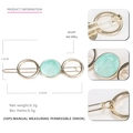 Elegant hollow alloy hair clip with mint green marble disc and gold finish detail - Round Green
