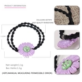 Elastico per capelli margherita viola in acetato con strass e nastro a onde elastico - Viola 2