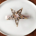 Pink acetate star hair clip with gold bead edging and silver sparkling rhinestones - Pink