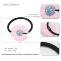 Pink daisy acetate hair ring with high quality rhinestone and durable elastic band - Pink
