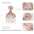 Colorful marble cellulose acetate wide tooth hair pick comb with precise measurements - Multicolor
