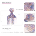 Wide tooth hair comb in purple and orange marble cellulose acetate for hair styling - Pink Purple