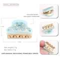 Small light blue acetate hair claw clip with rhinestones and champagne gold base - Mint Green
