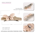 Elegante fermaglio per capelli a farfalla in acetato con strass, clip floreale da 6,6 cm - Grigio