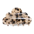 Wolkvormige haarklem met een ivoor- en zwart schildpad- en luipaardprint patroon - Groot / Wolkstijl (1)