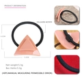 Triangle geometric cellulose acetate hair tie with black elastic band on white background - Nude