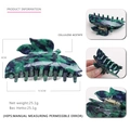 Green marble acetate leaf hair claw clip with large geometric design for elegant styling - Green