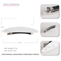 White marble pattern acetate hair clip with silver spring metal fastener 9.4cm - Pearl White
