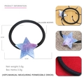 Detail showing 5cm star acetate hair tie with blue-purple starry glitter and elastic band - Light Blue