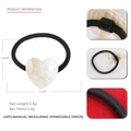 Minimalist heart hair tie in cream marble acetate finish with high elasticity elastic band - Ivory