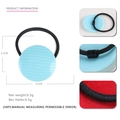 Himmelblauer Acryl-Haargummi mit Streifentextur und schwarzem Elastikband - Aquamarin