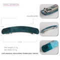 Deep teal marble cellulose acetate rectangle hair clip with spring metal fastener - Emerald Green