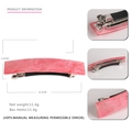 Pasador de acrílico mármol rosa con purpurina y clip de resorte plata 8,3cm - Rojo