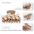 Elegant butterfly acetate hair claw with high quality rhinestones in beige - Gray With Two Butterflies
