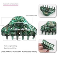 Green marble acetate hair claw clip with cutout design and 8.1cm length dimension - Transparent Dark Green