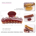 Elegant dark red acetate hair claw clip with rhinestones for a vintage geometric hair style - Orange Pink With White Rhinestones