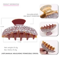 Elegant wine red acetate hair claw clip with rhinestones, 9.5cm vintage hair accessory - Orange Pink With White Rhinestones