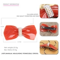 Detail view of cellulose acetate bow hair clip with pearls and rhinestones decoration - China Red