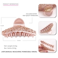 Pince à cheveux de luxe en acétate rose poudré avec strass ambre, 9,6 cm - Rose avec Strass Champagne