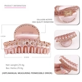 Pink cellulose acetate hair claw clip with rhinestones for elegant styling, 8.9cm - Pink with Champagne Rhinestones