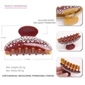 Dunkelrote Haarklammer aus Acetat mit Strasssteinen und Bernstein-Effekt, 8,7 cm - Orangerosa mit Weißen Strasssteinen