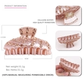 Haarklammer aus champagnerrosa Zelluloseacetat mit Strasssteinen, Größe 9 cm x 4,5 cm - Rosa mit Champagner-Strass