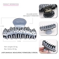 Elegant grey acetate hair claw clip with geometric crystals and durable metal spring - Gray with Gray Rhinestones