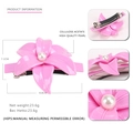 Pinza para el pelo camelia de acetato rosa con perla, medidas 8,8 cm por 7,1 cm - Púrpura