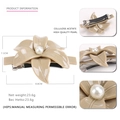 Pasador de flor de camelia beige en acetato de celulosa con perla blanca central - Gris