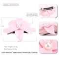 Fermaglio per capelli a fiore rosa in acetato con perla e lucentezza ceramica - Rosa chiaro