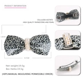 Leopard print acetate bow hair clip with luxury pearls and sparkling rhinestones - Black and White Leopard Print