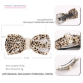 Leopard print acetate bow hair clip with faux pearls and rhinestones 8.7cm - Brown Leopard