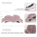 Pink heart-shaped hair clip made of high-quality cellulose acetate with rhinestones - Peach