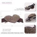 Dark red cellulose acetate heart hair clip with rhinestones and spring clamp 8.4cm - Brown