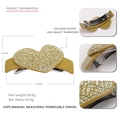 Mustard green heart-shaped acetate spring hair clip with sparkling rhinestones decoration - Green Yellow