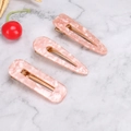 Pink marble texture acetate hair clip set with three pieces of rectangular and drop shapes - Rectangular and Water Drop / Pink Marble Pattern