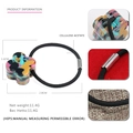 Minimalist geometric acetate hair tie with colorful floral clover charm on elastic band - Multicolor