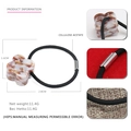 Black high-elastic hair tie with amber acetate clover pendant and metal connector - Brown and White