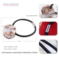 Elastic hair tie with brown marble acetate bead and high-stretch black cord - Brown and White