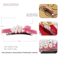 Pink acetate berry hair clip with pearls and leaves, 8.9cm spring barrette for women - Pink